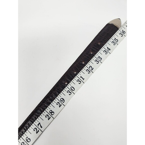 Talbots Womens Sz Large Cognac Brown Italian  Leather Belt Croc Embossed 30"-34" - Picture 12 of 13